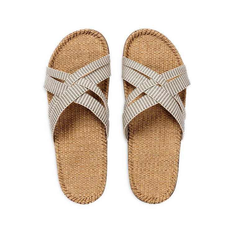Shangies Women #1 Jute Sandal – White Stripes