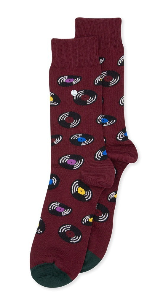 Men's Socks Bordeaux Vinyl Records