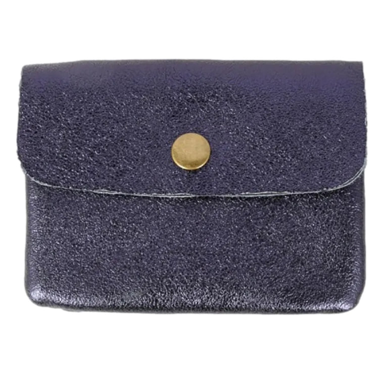Maison Fanli Leather Coin Purse Metallic Marine