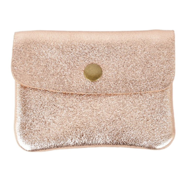 Maison Fanli Leather Coin Purse Metallic Rose