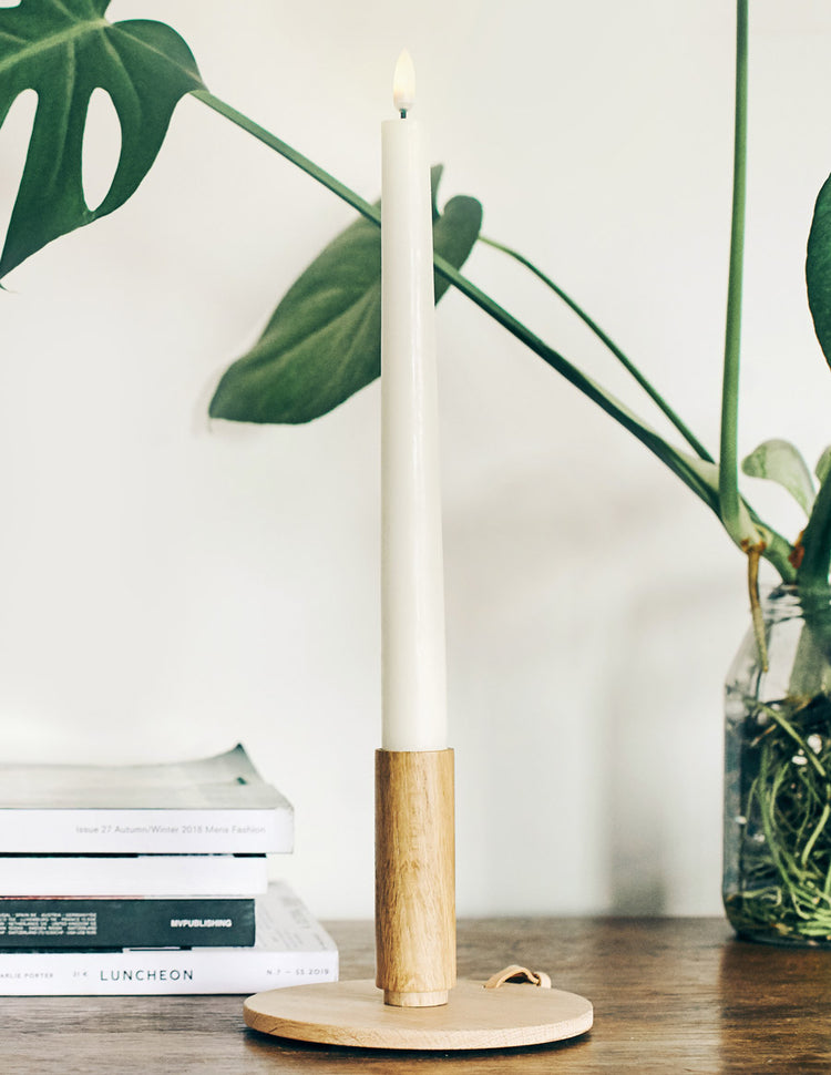 White Wax LED Tapered Candle (Set of 2)