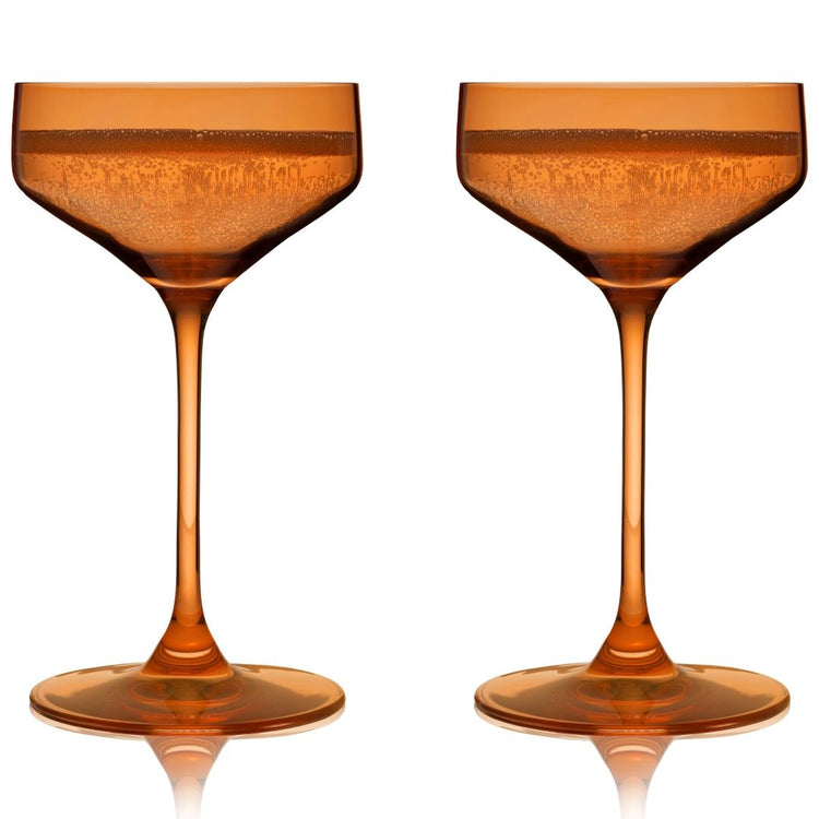 Viski Reserve Nouveau Crystal Coupes Amber - Set 2