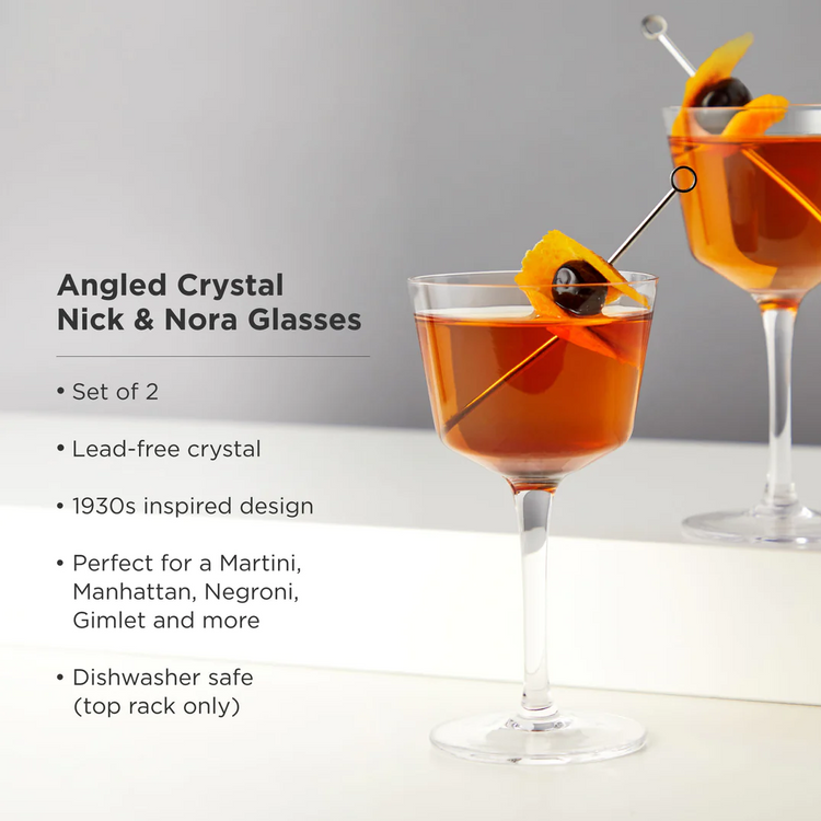 Angled Crystal Nick & Nora Glass (set of 2)