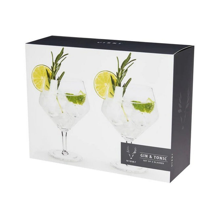 Viski Angled Crystal Gin & Tonic Glasses (set of 2)