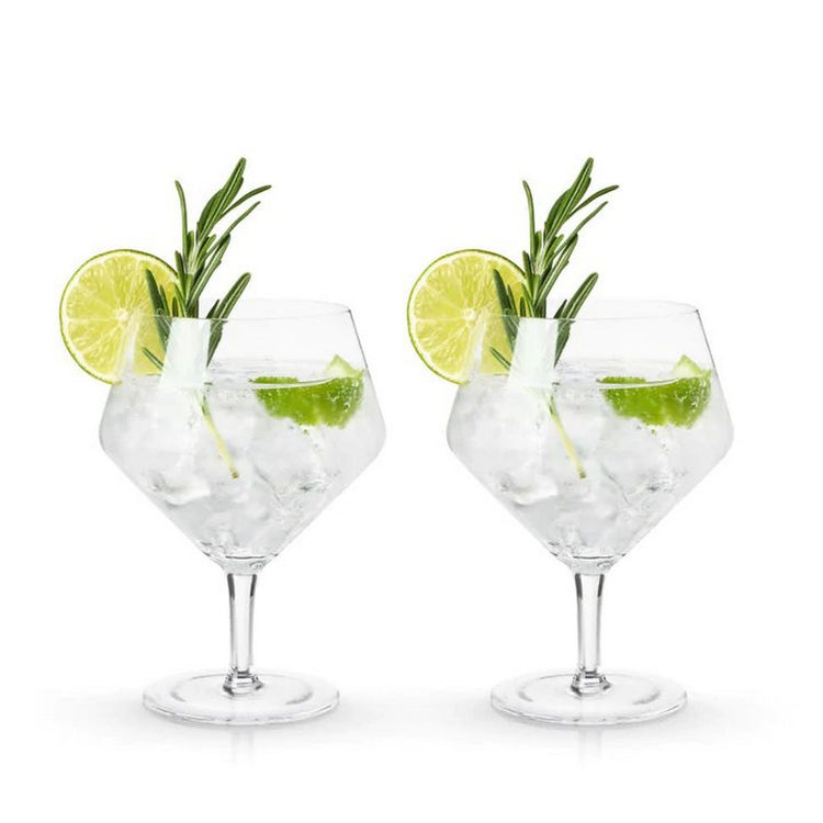 Viski Angled Crystal Gin & Tonic Glasses (set of 2)