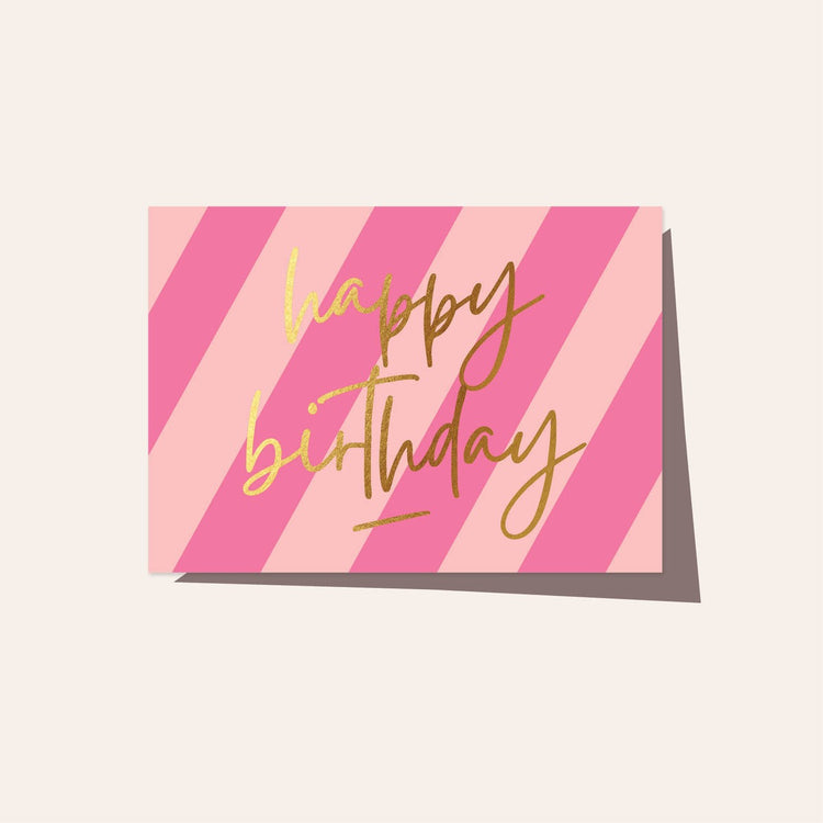 Pink Stripe Birthday Card