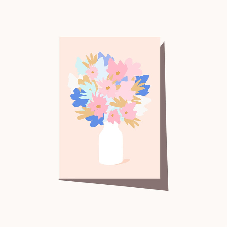 Floral Vase Pastel Greeting Card