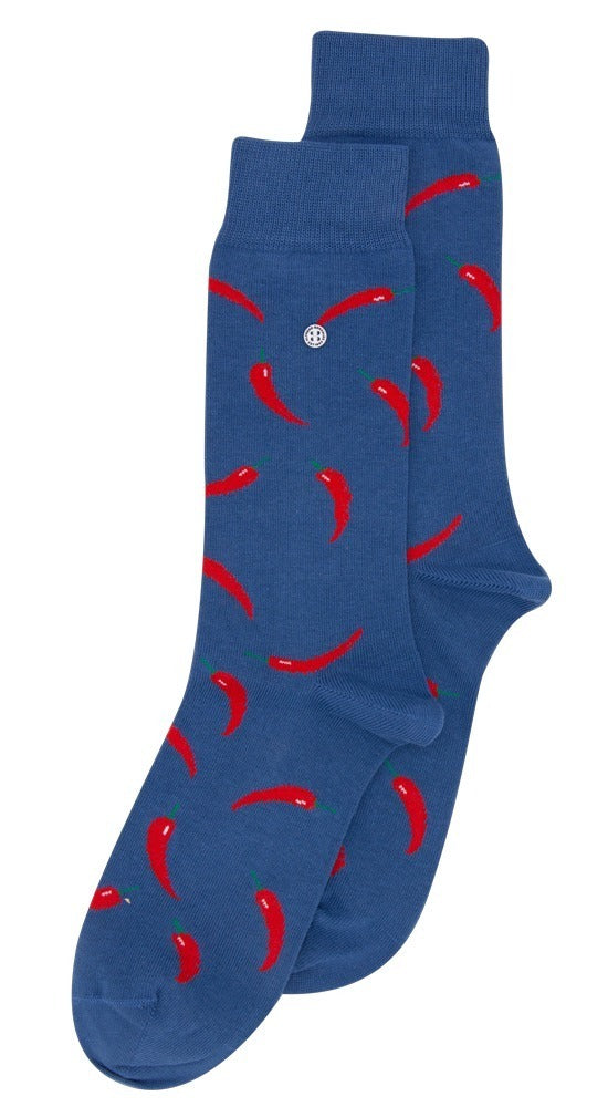 Men's Socks Blue Red Peppers