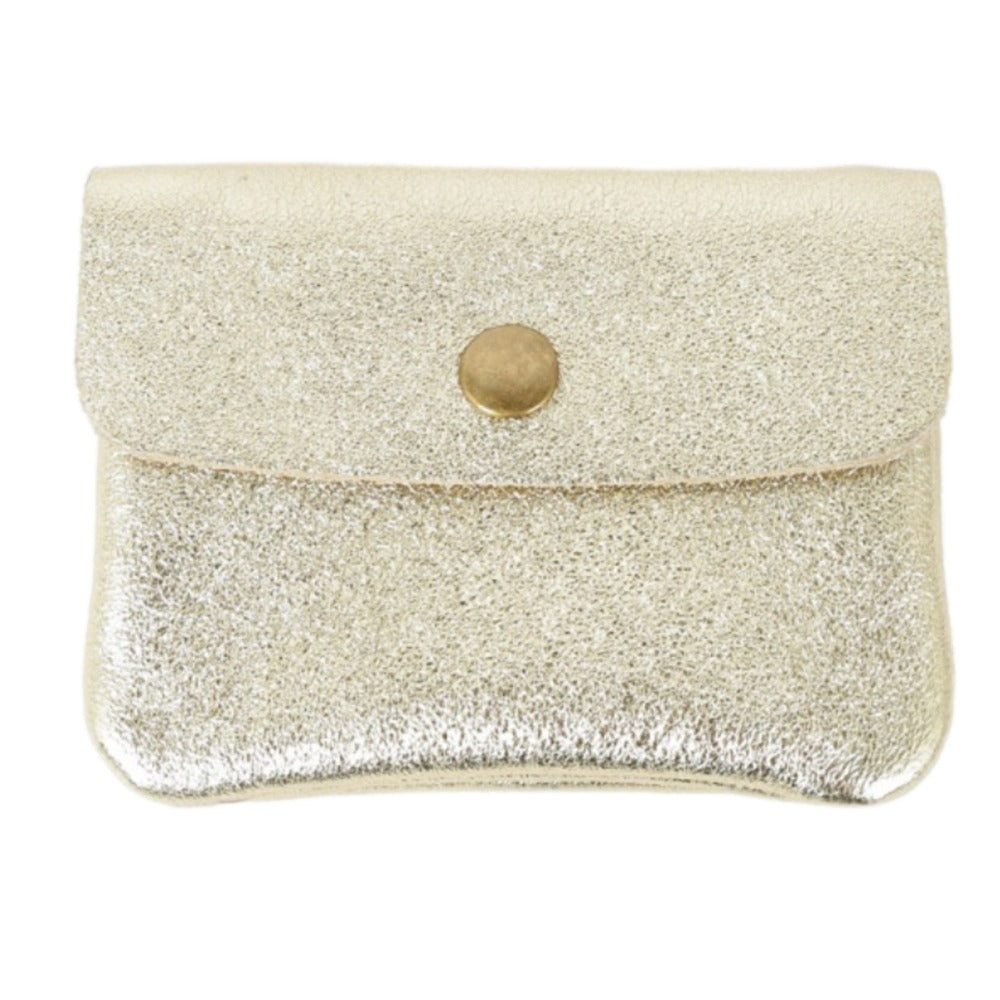 Maison Fanli Leather Coin Purse Metallic Gold
