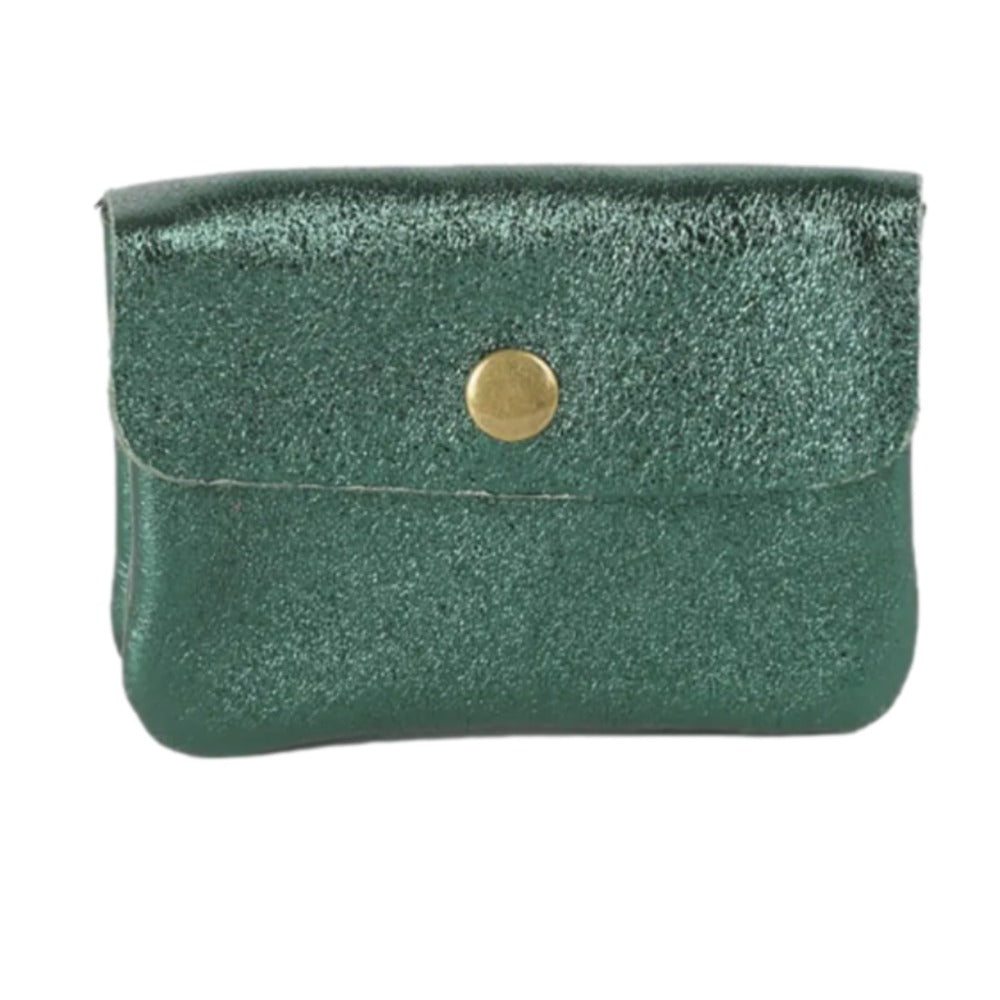 Maison Fanli Leather Coin Purse Metallic Green