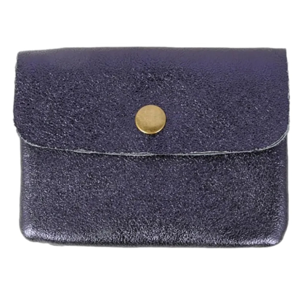 Maison Fanli Leather Coin Purse Metallic Marine