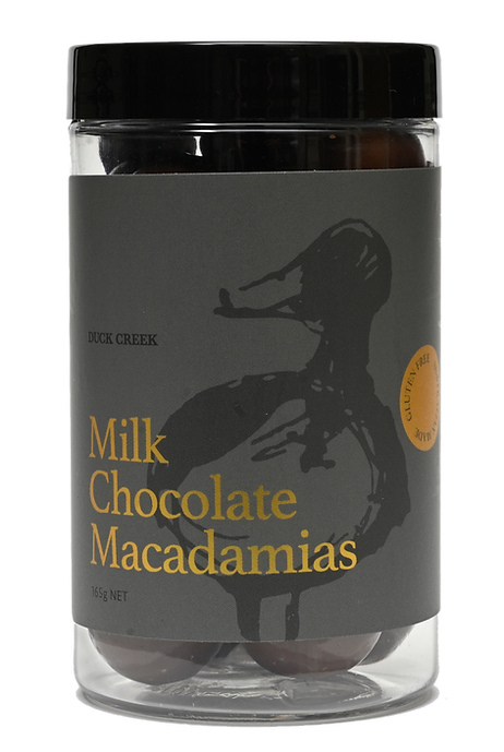 Duck Creek Milk Chocolate Macadamias 165g Jar