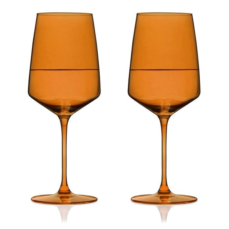 Viski Reserve Nouveau Crystal Wine Glasses in Amber -  Set 2