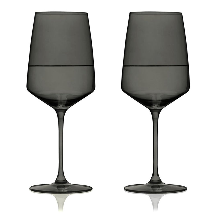 Viski Reserve Nouveau Crystal Wine Glasses in Smoke -  Set 2