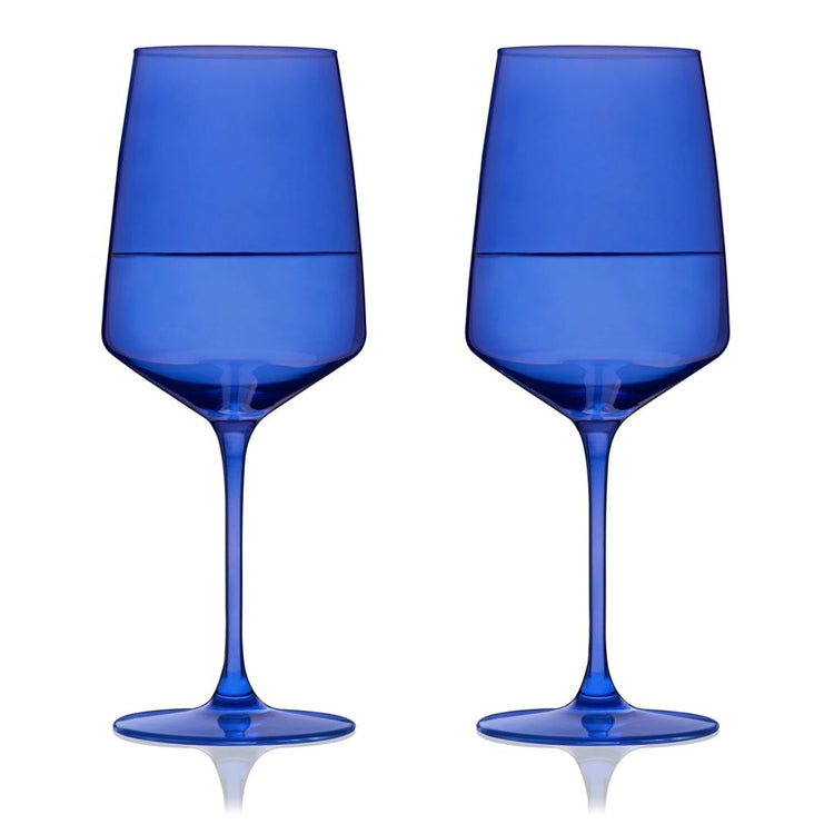 Viski Reserve Nouveau Crystal Wine Glasses in Cobalt -  Set 2