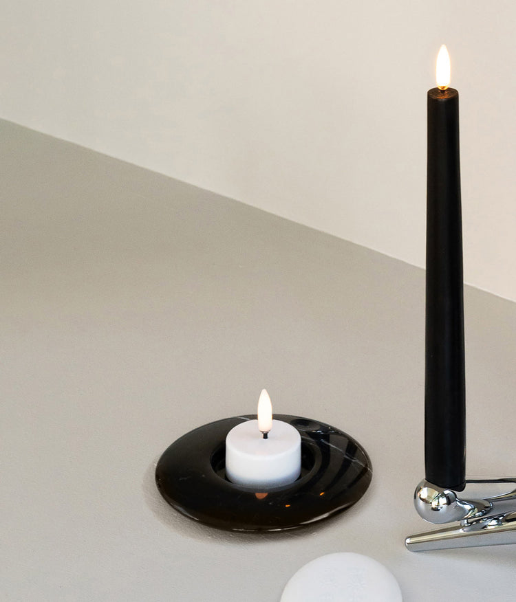 Black Wax LED Tapered Candle (Set of 2)